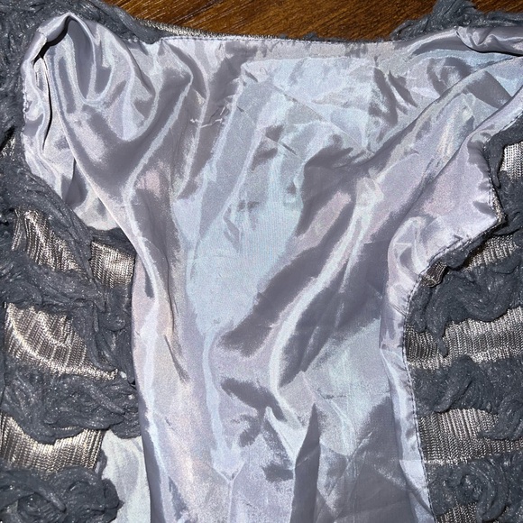 Gray Shaggy Textured Cropped Boho Long Sleeve Open Front Cardigan Sweater OS - Picture 9 of 11